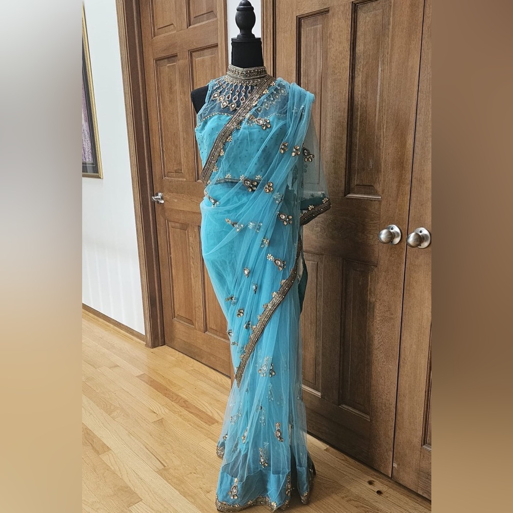 New Blue Net Sari